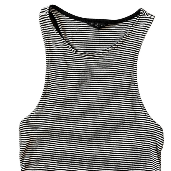 Aeropostale black/white striped ribbed high neck tank top size small - Picture 2 of 6